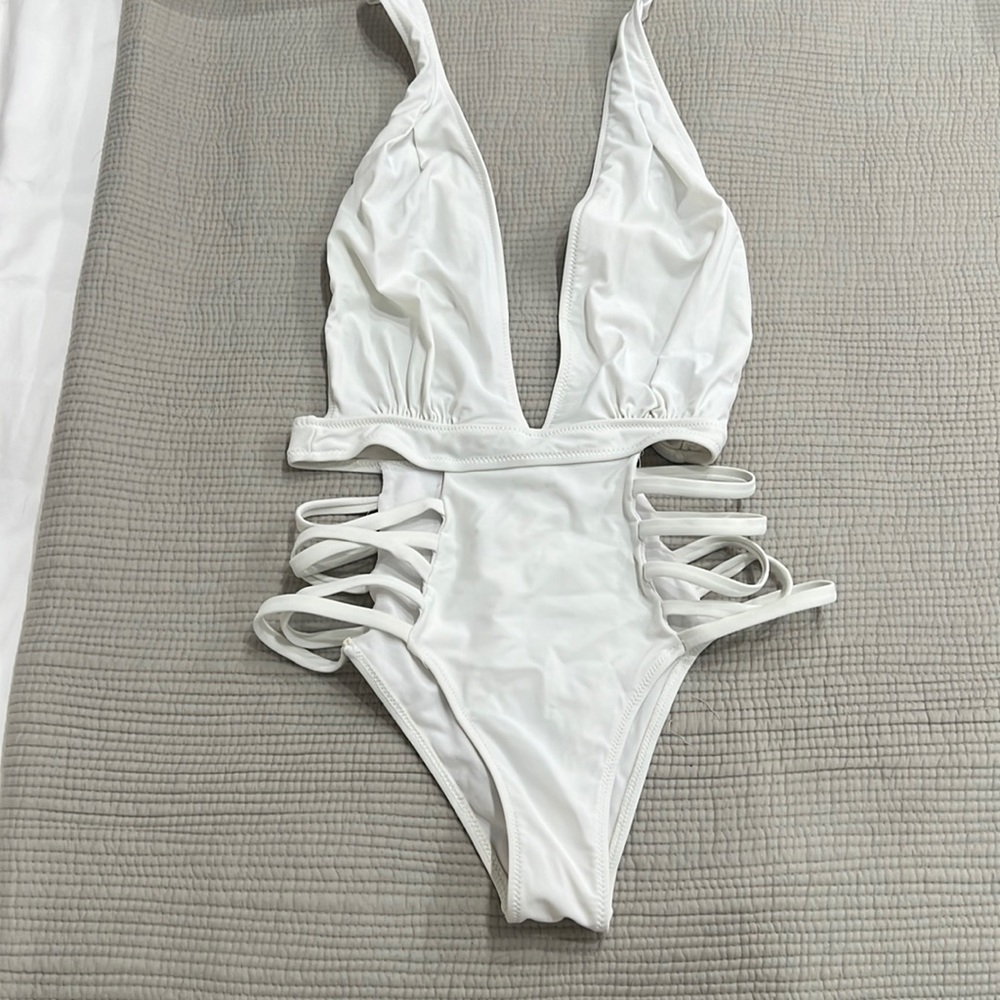 White one piece bathing suit